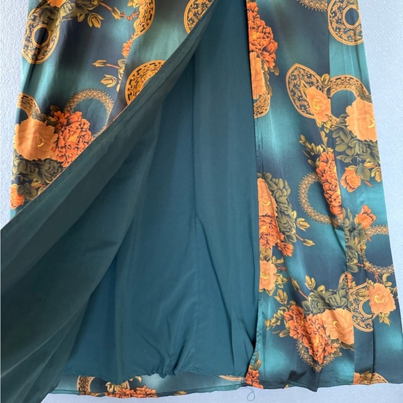 Gizelle Teal Printed Floral Maxi Dress green brown - Picture 10 of 16